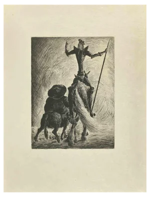 Wladyslaw Jahl, Don Quixote and Sancho, Etching, 1951