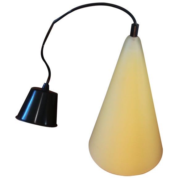 Conical Glass Pendant Light from SCE, France, 1980s For Sale
