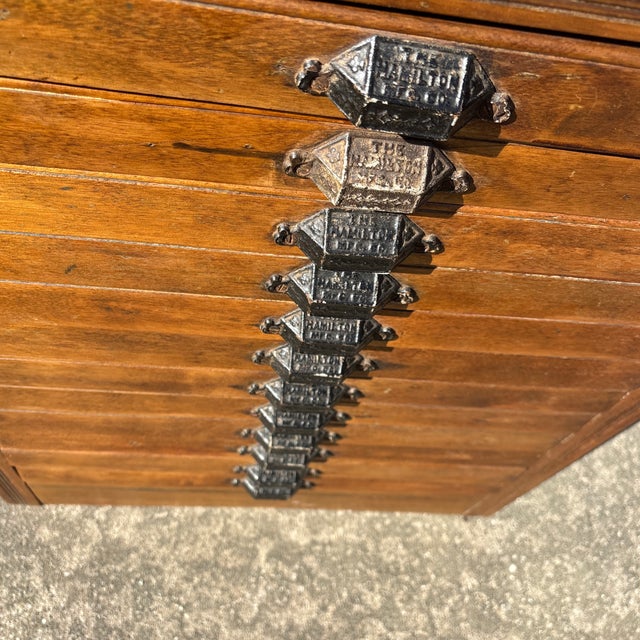 Tan Antique 13 Tray Hamilton Printers Typesetters Cabinet For Sale - Image 8 of 11