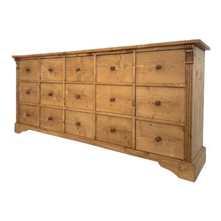 Rustic Apothecary Shop Chest in Softwood For Sale
