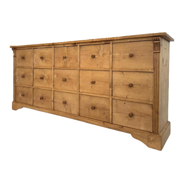 Rustic Apothecary Shop Chest in Softwood For Sale