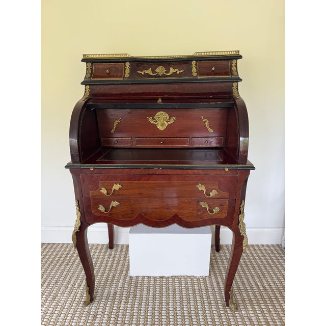 French French Louis XV Style Roll Top Desk Francois Linke Style For Sale - Image 3 of 7