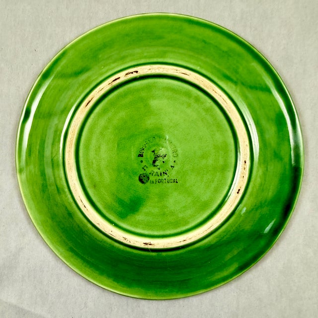 1980s Bordallo Pinheiro Green Grape Vine & Basket Weave Green Plate For Sale In Philadelphia - Image 6 of 9