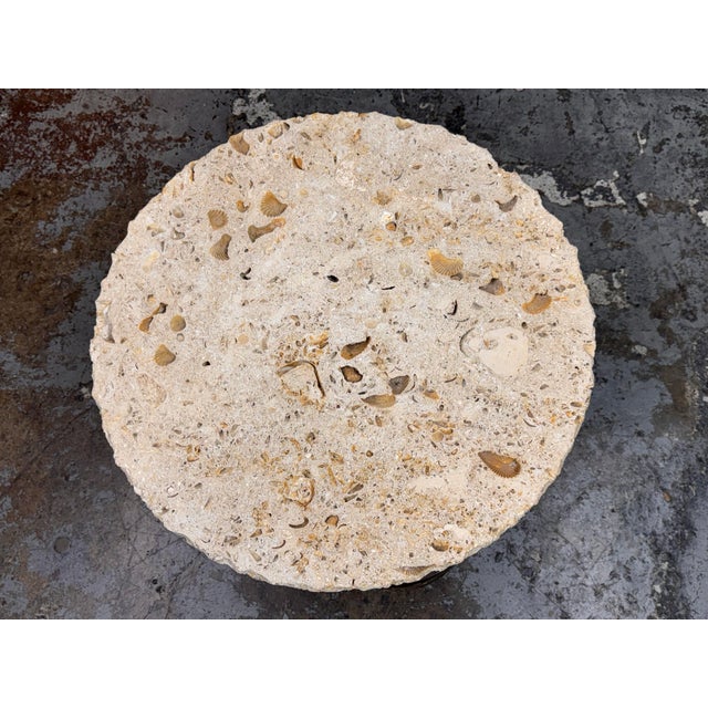 Late 20th Century Artisan Made Fossilized Stone Side Table For Sale - Image 5 of 12