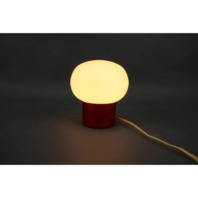 1970s Czechoslovak Space Age Burgundy Red Opaline Glass Table Lamp, 1970s For Sale - Image 5 of 9
