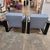 Kreiss 1990s Pair of Kreiss Modern Armchairs With Sleek Open Arms and Blue Upholstered Cushions For Sale - Image 4 of 6