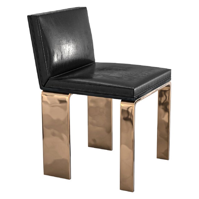 Metal "Bianca" Chair With Bronze and Stainless Steel, Hand Crafted For Sale - Image 7 of 8