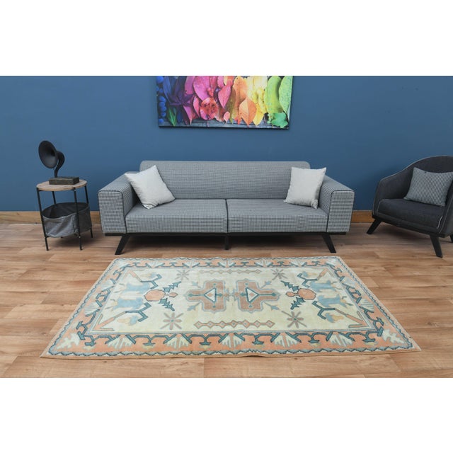Turkish 1970s Vintage Handmade Wool Cotton Turkish Cream Beige Runner Rug For Sale - Image 3 of 11