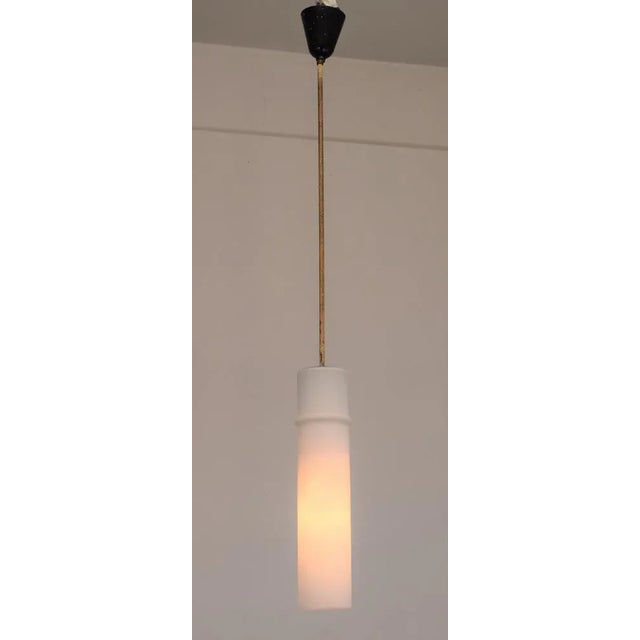 White Italian Pendant in Opal and Brass from Stilnovo, 1960s For Sale - Image 8 of 11