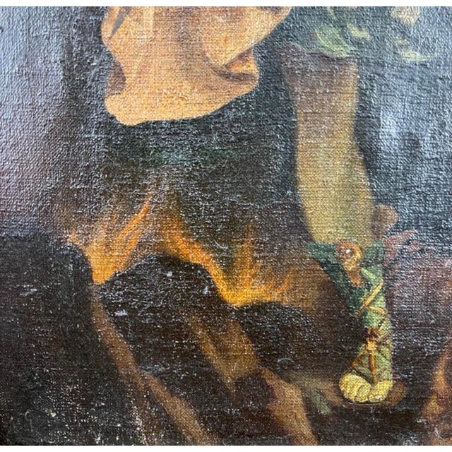 After Guido Reni, "The Archangel Michael Defeating Satan" Oil on Canvas Painting For Sale - Image 9 of 12