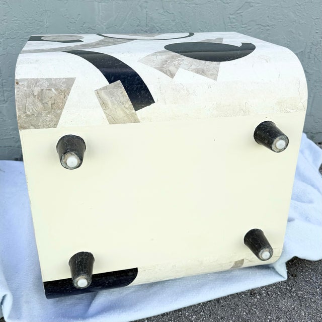 Stone Postmodern Abstract Tessellated Stone Waterfall Side Table For Sale - Image 7 of 8