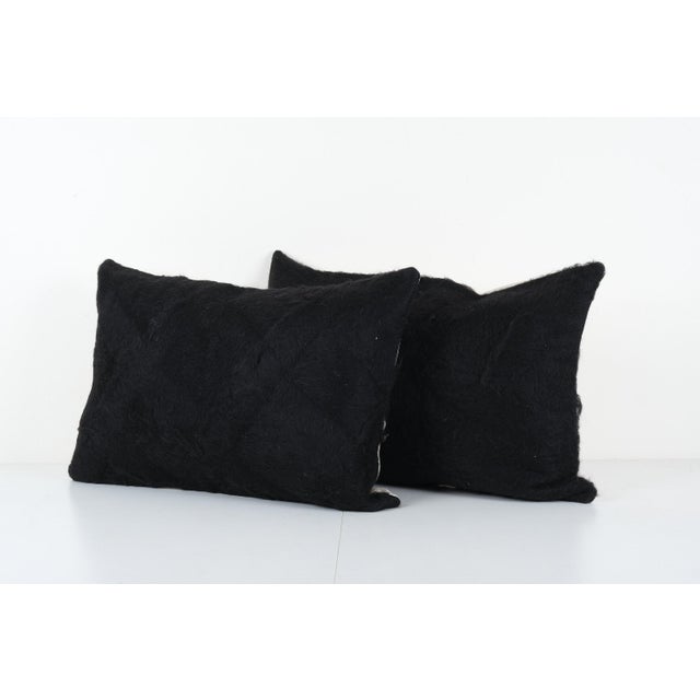 Turkish Black Kilim Pillow Cover - A Pair Elevate your home decor with these exquisite 16" x 24" pillow covers crafted...