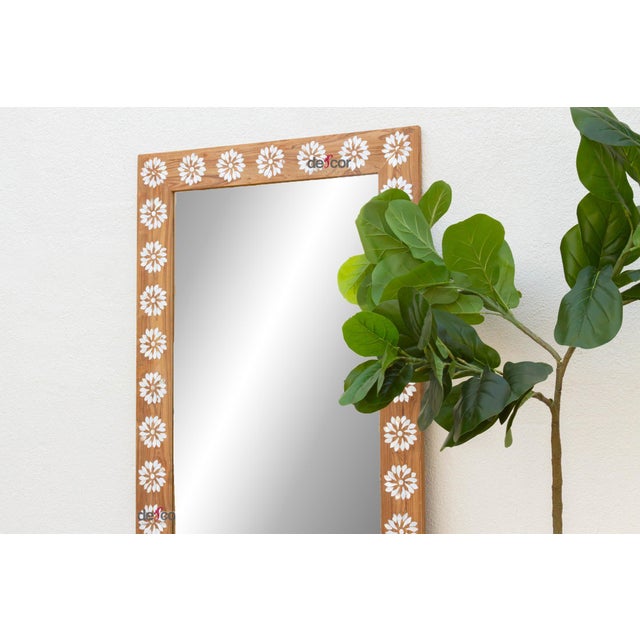 Floral Blossom Inlay Floor Mirror For Sale - Image 9 of 11