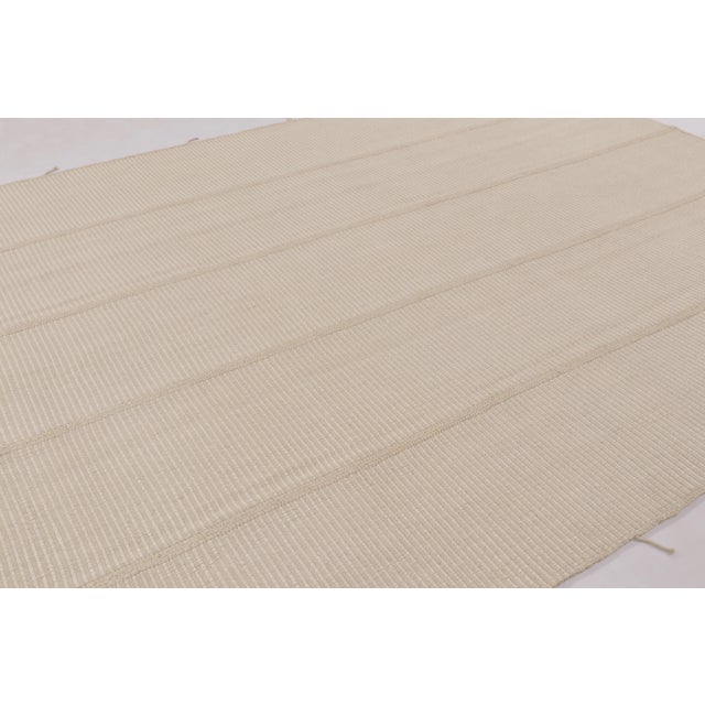 Rug & Kilim's Contemporary Kilim, Beige and Cream Textural Stripes For Sale - Image 4 of 10