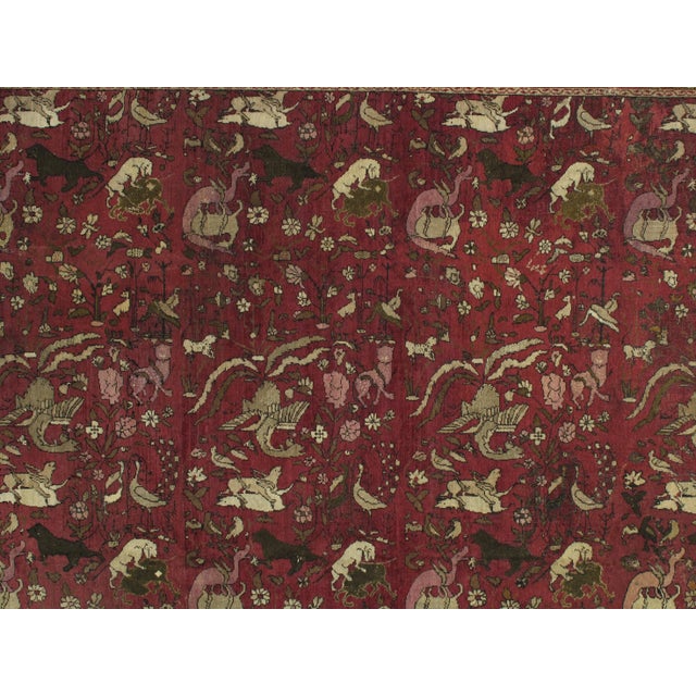 Antique Indian Agra Carpet, Hunting Rugs, Oriental Rugs, Red, Gold, Ivory, Brown For Sale - Image 10 of 11