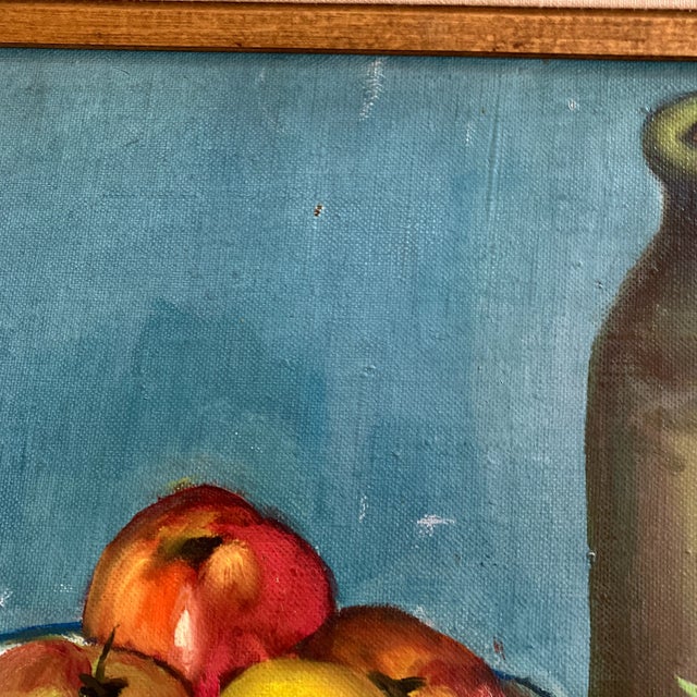 1970s 1970’s Original Vintage Still Life With Fruit & Pots Painting Original Frame Signed For Sale - Image 5 of 7