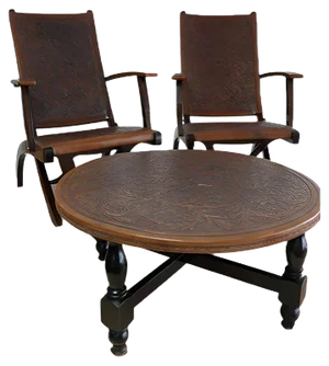 Chairs & Table by Angel I. Pazmino for Muebles de Estilo, Ecuador, 1960s, Set of 3