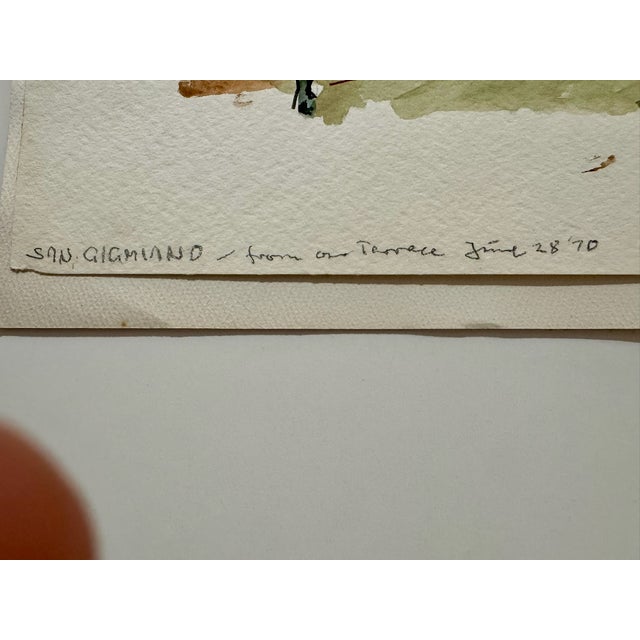 Henry Emil Salloch Original Watercolor on Paper San Gimignano, Italy. 1970. For Sale - Image 4 of 7