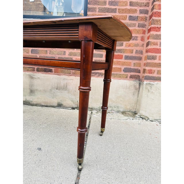 Ethan Allen Vintage Ethan Allen Console on Casters With Bamboo Shaped Legs For Sale - Image 4 of 8