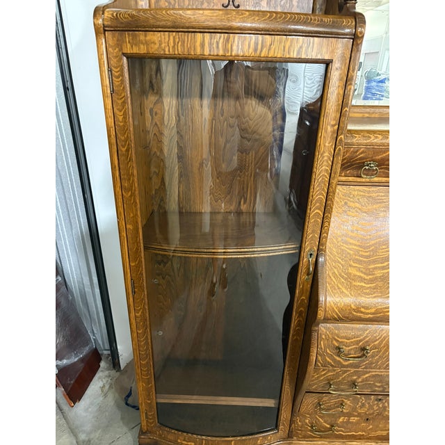 Oak Secretary Bookcase, Early 20th Century For Sale - Image 4 of 10