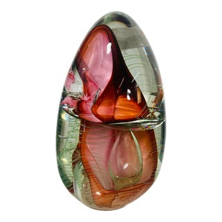 Large Art Glass Sculpture, Signed For Sale