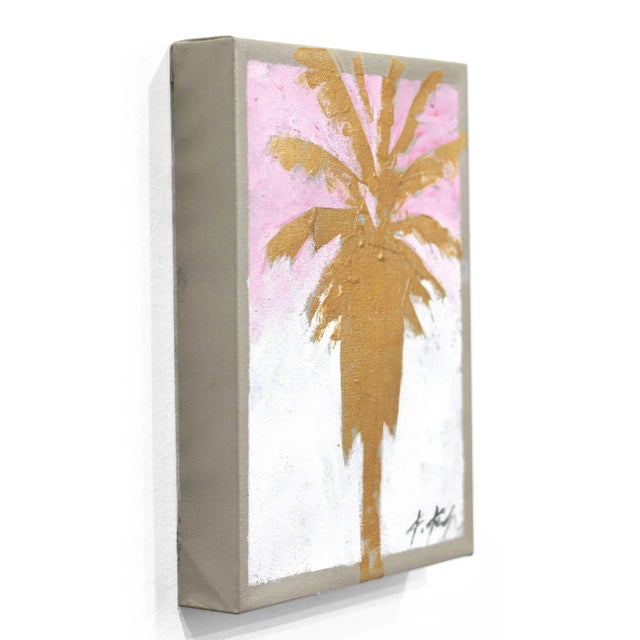 Touched by Gold - Original Pink Sky Gold Palm Tree Artwork by Kathleen Keifer For Sale In Los Angeles - Image 6 of 9