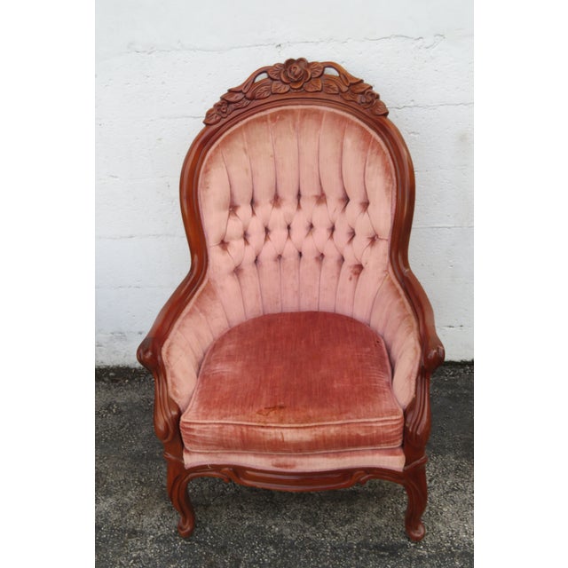 This exquisite Side Chair is made out of wood, solid wood, solid mahogany, and upholstery. The Chair has Victorian style...