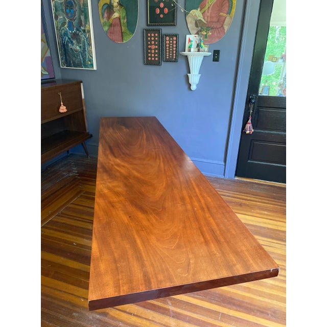 Mid Century Solid Sapele Mahagony Slab Dining Table For Sale - Image 4 of 12