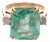 18k Heavy Yellow Gold Ring With 9.66 Carat GRS Certified Emerald and Diamonds, Size 7.75 For Sale