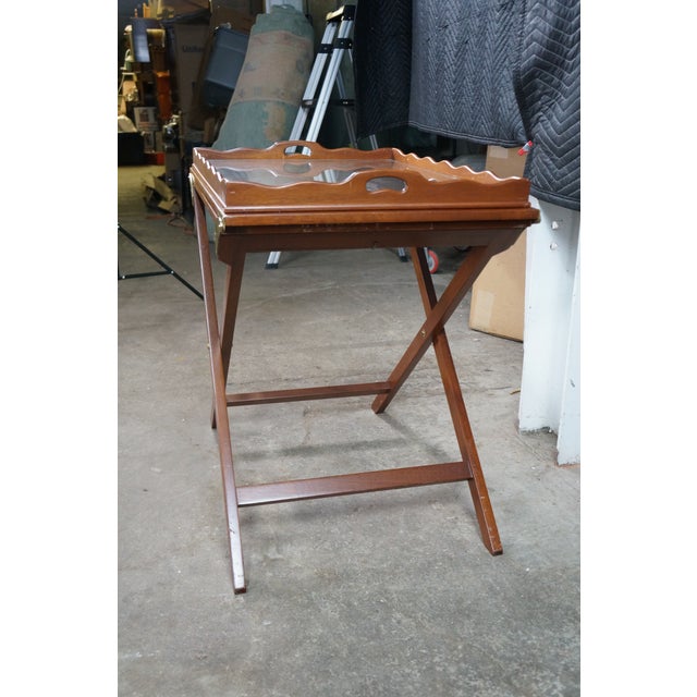Baker Furniture Company Mid 20th Century Baker Furniture Expandable Party Butler Mahogany Removable Serving Tray Table For Sale - Image 4 of 18