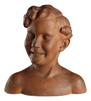 Antique Terracotta Bust of Boy by A. Menchi, 20th Century