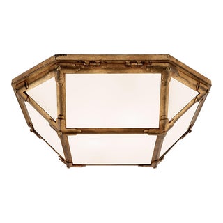 Suzanne Kasler for Visual Comfort Signature Morris Flush Mount in Gilded Iron with White Glass For Sale