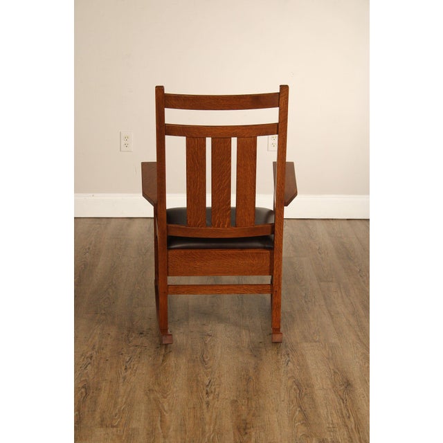 Stickley Mission Collection Harvey Ellis Oak Rocking Chair For Sale - Image 15 of 18