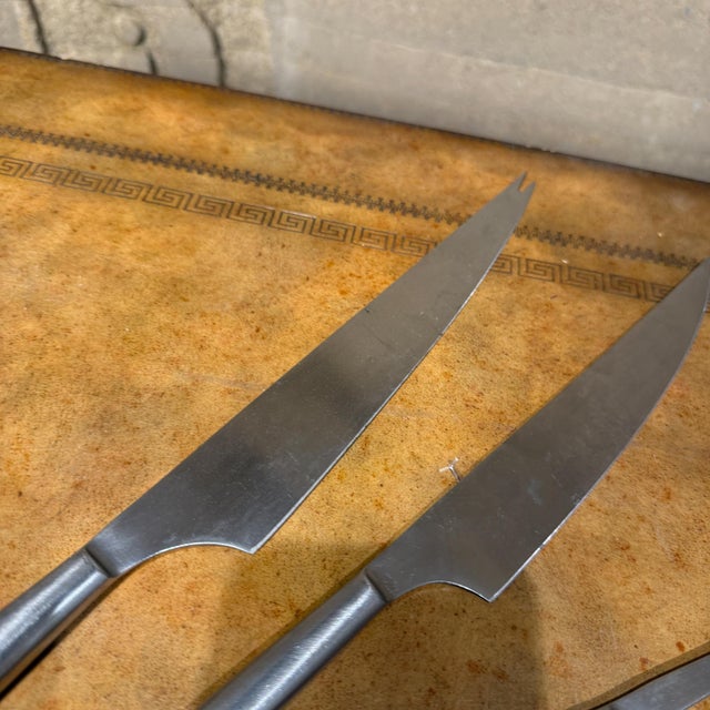 Metal Kalmar Designs Stainless Steel Cutlery Knife Fork, Italy - Set of 3 For Sale - Image 7 of 13