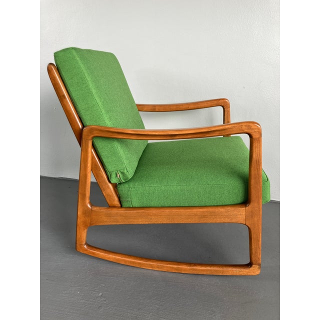 Mid 20th Century Ole Wanscher Model 120 Teak and Upholstery Danish Modern Rocking Chair for France & Son and John Stuart, 1950-60s For Sale - Image 5 of 13