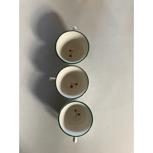 1970s Vintage Hand Painted Italy Mistletoe Tea & Coffee Cups S/3 For Sale - Image 5 of 6