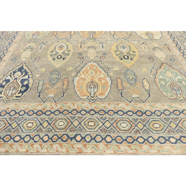 Soft Earth-Tone Turkish Oushak Rug, 09'04 X 12'02 For Sale - Image 4 of 9