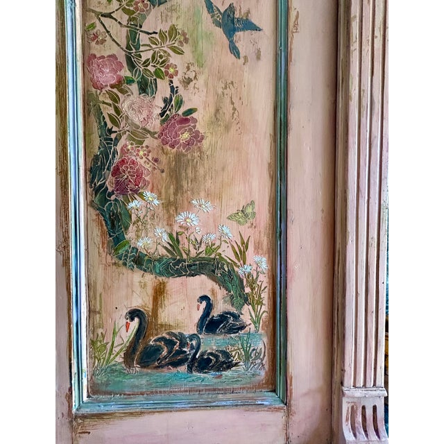Wood Vintage Painted Pine Wardrobe with Chinoiserie, 1920s For Sale - Image 7 of 13
