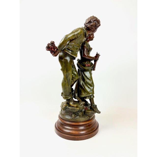 Antique 19th Century French Patinated Bronzed Spelter Jour de Fete Sculpture by L. & F. Moreau For Sale - Image 3 of 17