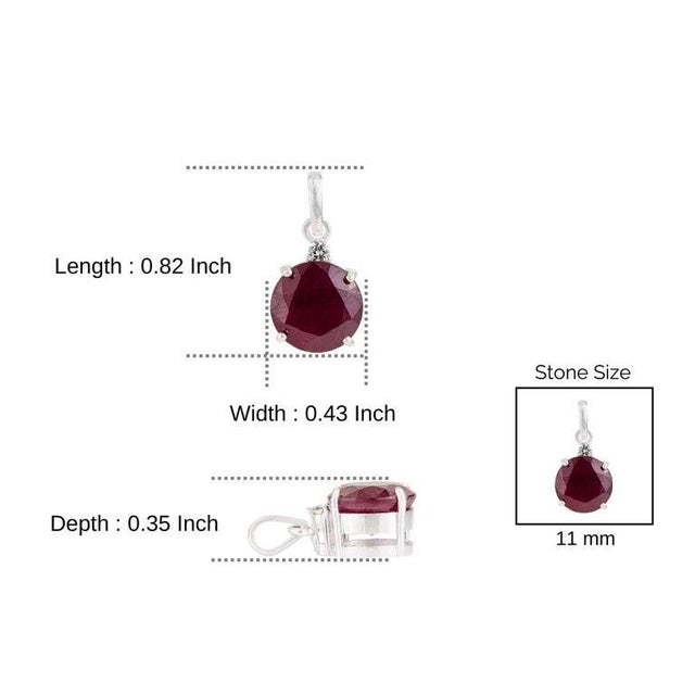 Modern Round Cut Ruby Gemstone Dainty Pendant in 925 Sterling Silver For Sale - Image 9 of 12
