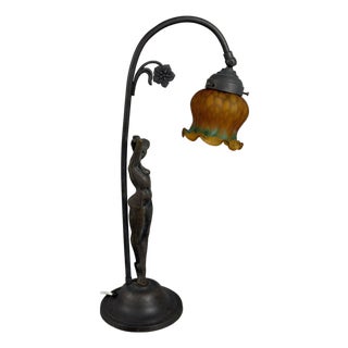 Art Nouveau Table Lamp in Bronze For Sale