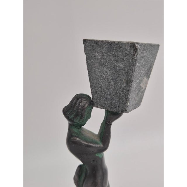 Art Deco Candleholders in Bronze and Soapstone, Finland, 1930s, Set of 2 For Sale - Image 6 of 10