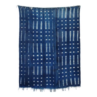Vintage Striped Indigo Blue & White African Textile Fabric Throw For Sale