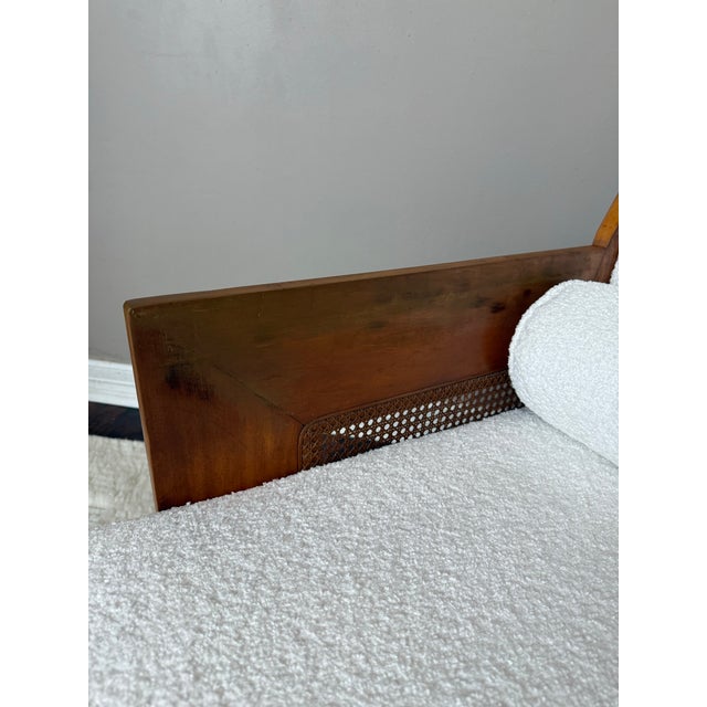Wood Vintage Cane Chair and Ottoman Set For Sale - Image 7 of 12