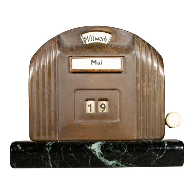 Art Deco Copper German Perpetual Desk Calendar c.1930 For Sale