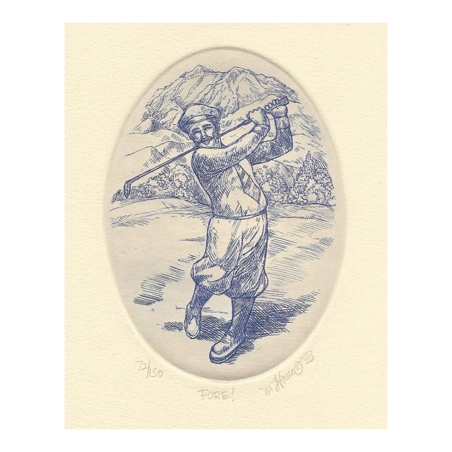 1983 Marsha Howe Golf Etching For Sale