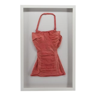 Vintage Coral Bathing Suit Framed Coastal Wall Decor For Sale