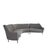Corner sofa composed of three solid wood pieces with a metal elastic base. Artisanally upholstered in grey wool bouclé...
