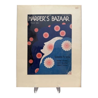 1930 Original Harper's Bazaar Cover, August, Erté, Art Deco, Matted For Sale