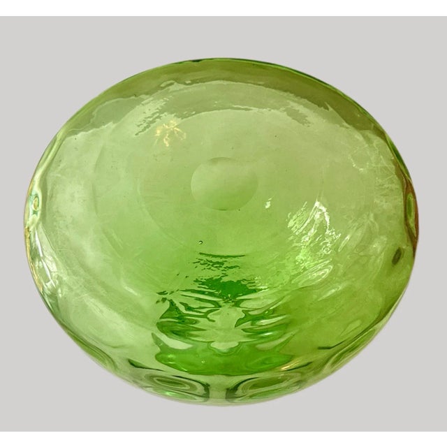 Green Glass Thumbprint Vase by Empoli For Sale - Image 4 of 6